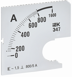 Шкала сменная для амперметра Э47 800/5А класс точности 1,5 72х72мм IEK