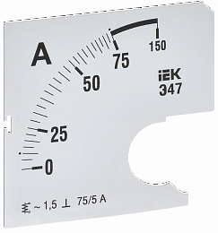 Шкала сменная для амперметра Э47 75/5А класс точности 1,5 72х72мм IEK
