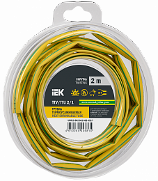 Трубка термоусадочная ТТУ нг-LS 2/1 желто-зеленая (2м/упак) IEK