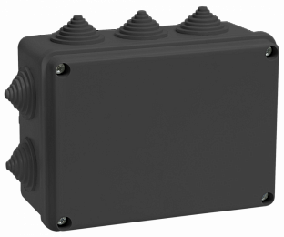 Коробка распаячная КМ41242 для открытой проводки 150х110х70мм IP55 10 гермовводов черная (RAL 9005) IEK