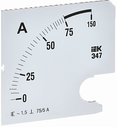 Шкала сменная для амперметра Э47 75/5А класс точности 1,5 96х96мм IEK