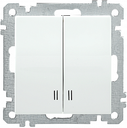 Выключатель 2-клавишный с индикацией ВС10-2-1-Б 10А BOLERO белый IEK