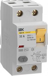 Выключатель дифференциальный (УЗО) KARAT ВД3-63 2P 32А 100мА 6кА тип AC IEK