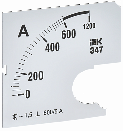 Шкала сменная для амперметра Э47 600/5А класс точности 1,5 72х72мм IEK