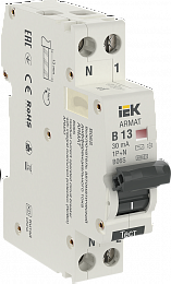 ARMAT Автоматический выключатель дифференциального тока B06S 1P+NP B13 30мА тип AC (18мм) IEK