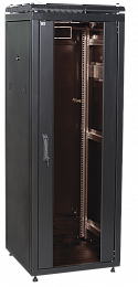 ITK Шкаф сетевой напольный 19" LINEA N 18U 600х600мм стеклянная передняя дверь черный