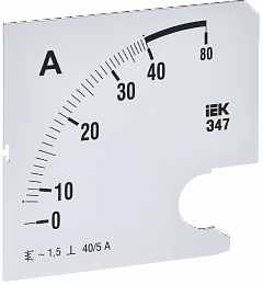 Шкала сменная для амперметра Э47 40/5А класс точности 1,5 96х96мм IEK
