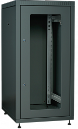 ITK Шкаф сетевой напольный LINEA E 24U 600х800мм стеклянная передняя дверь задняя металлическая черный