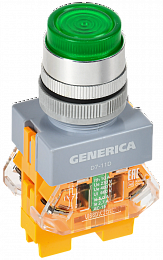 Кнопка управления D7-11D d=22мм 1з+1р с подсветкой зеленая GENERICA