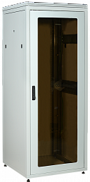 ITK Шкаф сетевой напольный 19" LINEA N 38U 800х800мм стеклянная передняя дверь, задняя металлическая серый