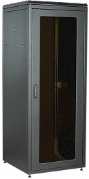 ITK Шкаф сетевой напольный 19" LINEA N 47U 800х800мм стеклянная передняя дверь, задняя металлическая черный