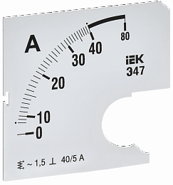 Шкала сменная для амперметра Э47 40/5А класс точности 1,5 72х72мм IEK