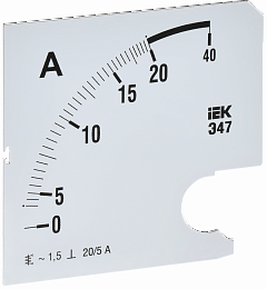 Шкала сменная для амперметра Э47 20/5А класс точности 1,5 96х96мм IEK