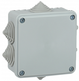 Коробка распаячная КМ для открытой проводки 100х100х45мм IP44 6 вводов (RAL 7035) IEK