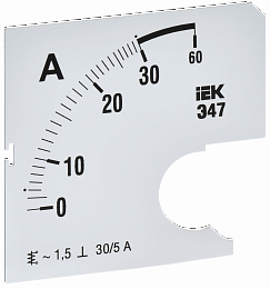 Шкала сменная для амперметра Э47 60/5А класс точности 1,5 72х72мм IEK